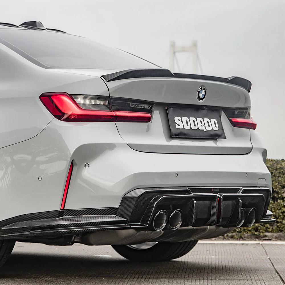 SOOQOO BMW M3 G80 G81 PREPREG CARBON FIBRE REAR DIFFUSER SET