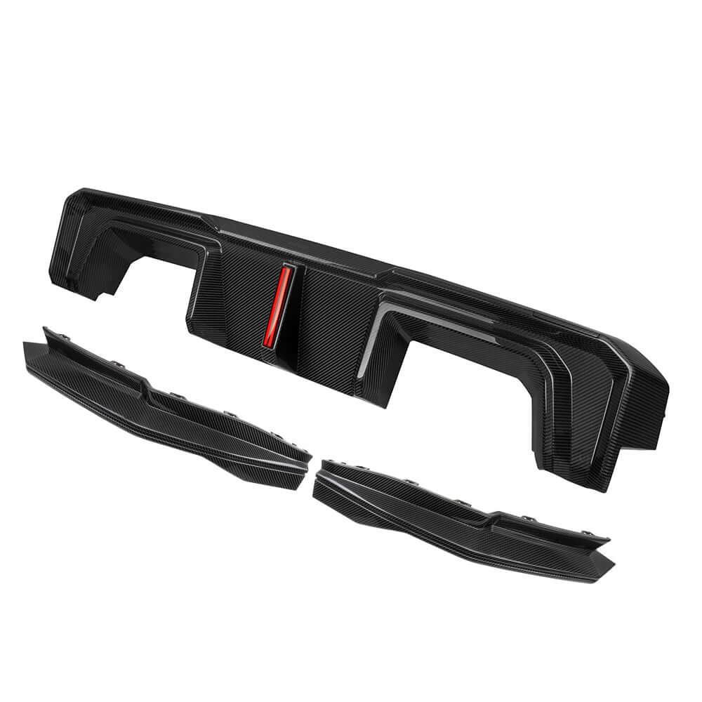 SOOQOO BMW M3 G80 G81 PREPREG CARBON FIBRE REAR DIFFUSER SET WITH BRAKE LIGHT