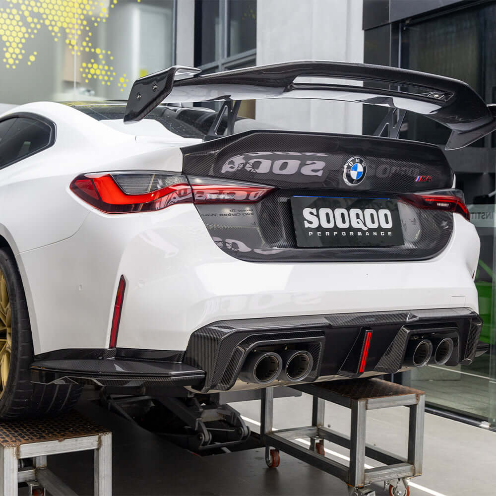 SOOQOO BMW M4 G82 G83 PREPREG CARBON FIBRE REAR DIFFUSER SET WITH BRAKE LIGHT