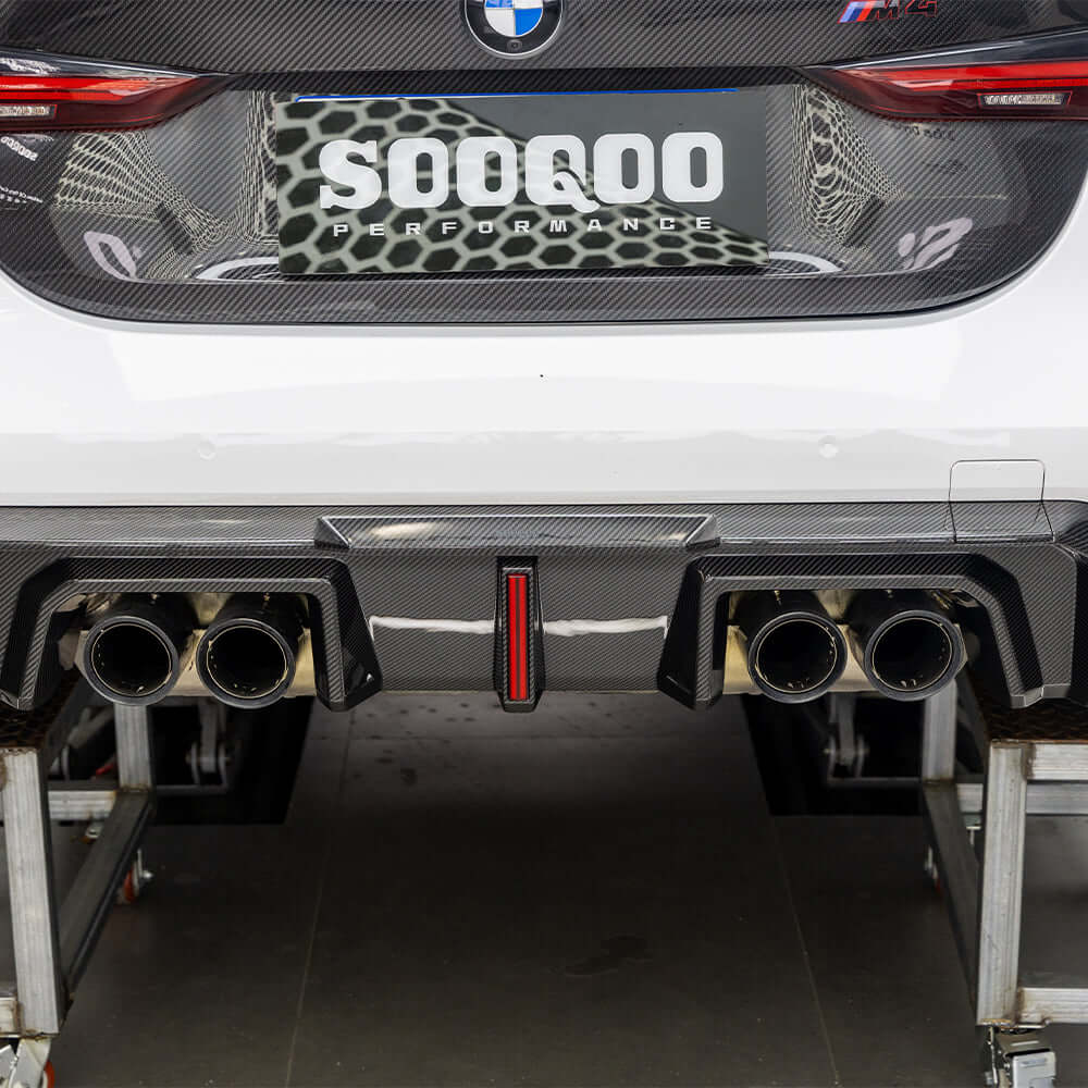 SOOQOO BMW M4 G82 G83 PREPREG CARBON FIBRE REAR DIFFUSER SET WITH BRAKE LIGHT