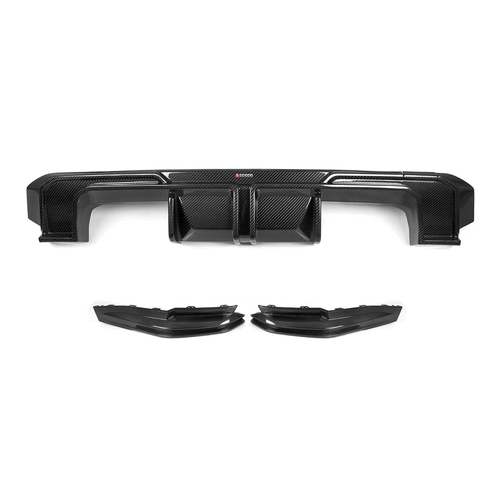 SOOQOO BMW M3 G80 G81 PREPREG CARBON FIBRE REAR DIFFUSER SET