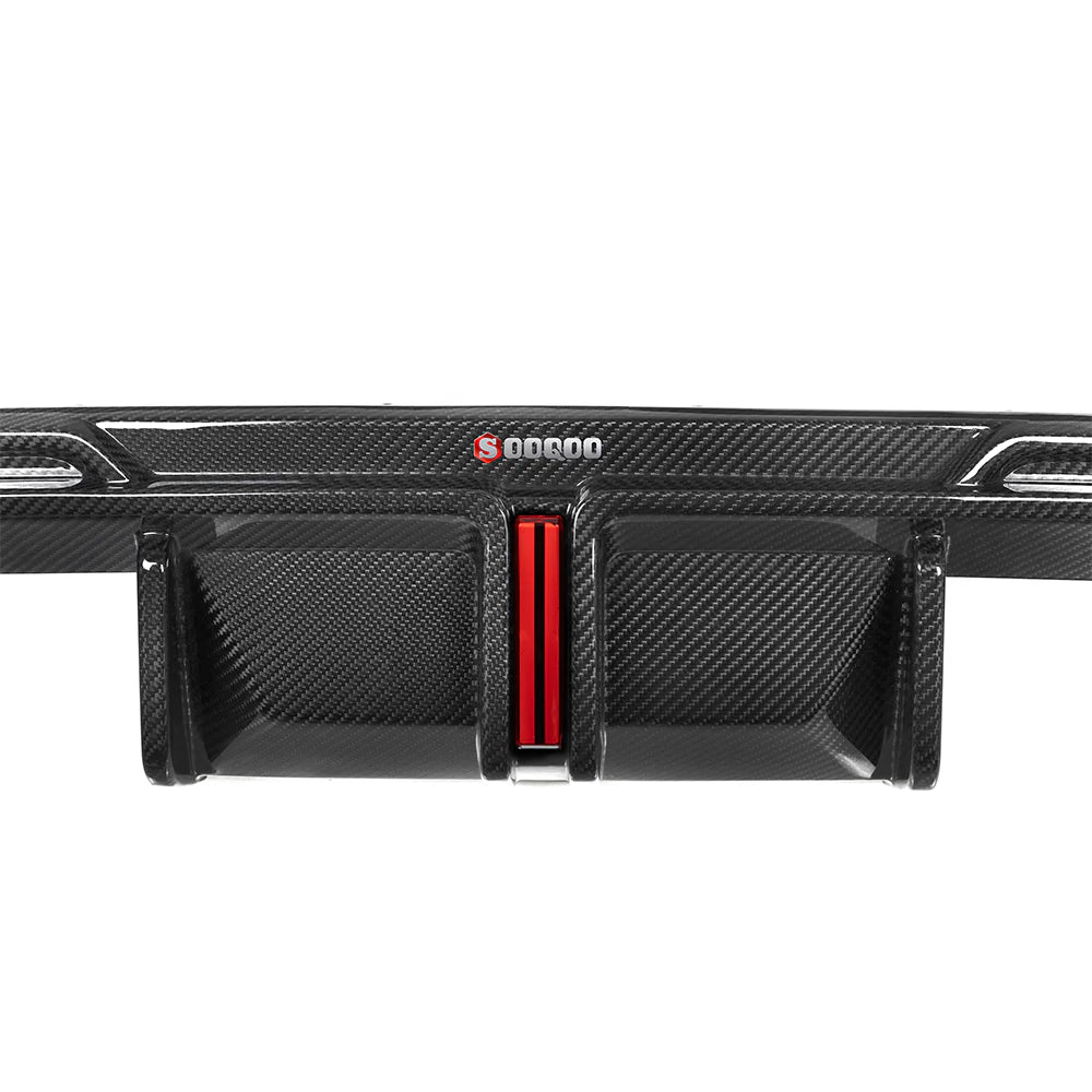 SOOQOO BMW M4 G82 G83 PREPREG CARBON FIBRE REAR DIFFUSER SET WITH BRAKE LIGHT