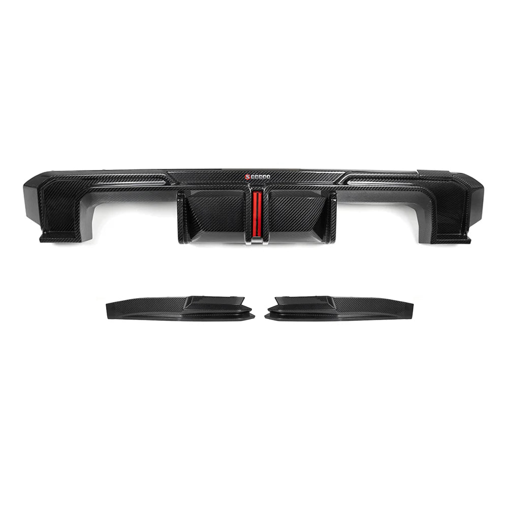 SOOQOO BMW M4 G82 G83 PREPREG CARBON FIBRE REAR DIFFUSER SET WITH BRAKE LIGHT