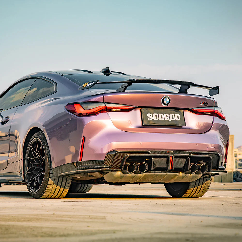 SOOQOO BMW M4 G82 G83 PREPREG CARBON FIBRE REAR DIFFUSER SET WITH BRAKE LIGHT
