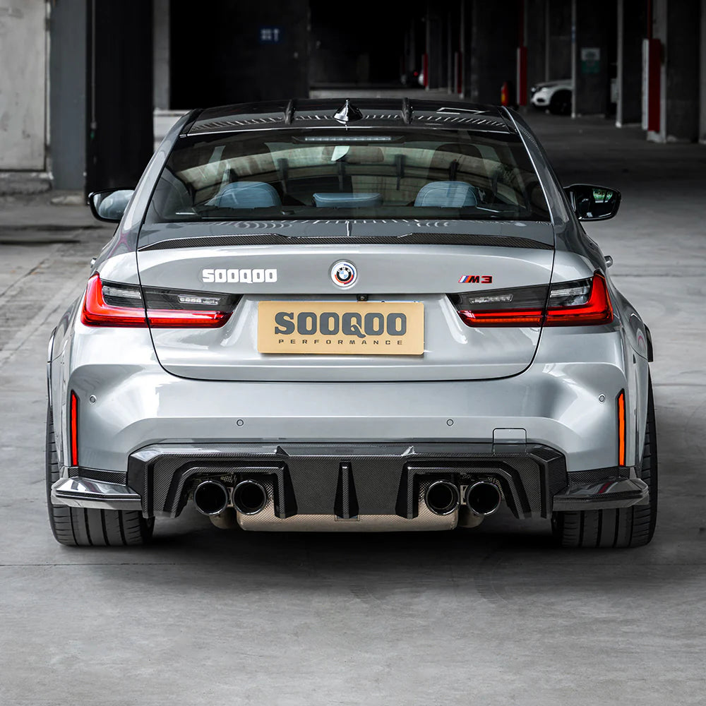SOOQOO BMW M3 G80 G81 PREPREG CARBON FIBRE REAR DIFFUSER SET