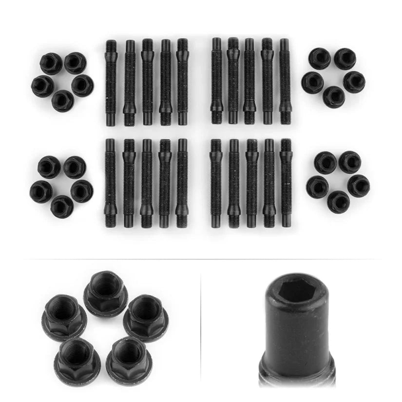Apex 75mm M14 Porsche 5 Lug Hex Head Stud Kit with Black R14 Lug Nuts